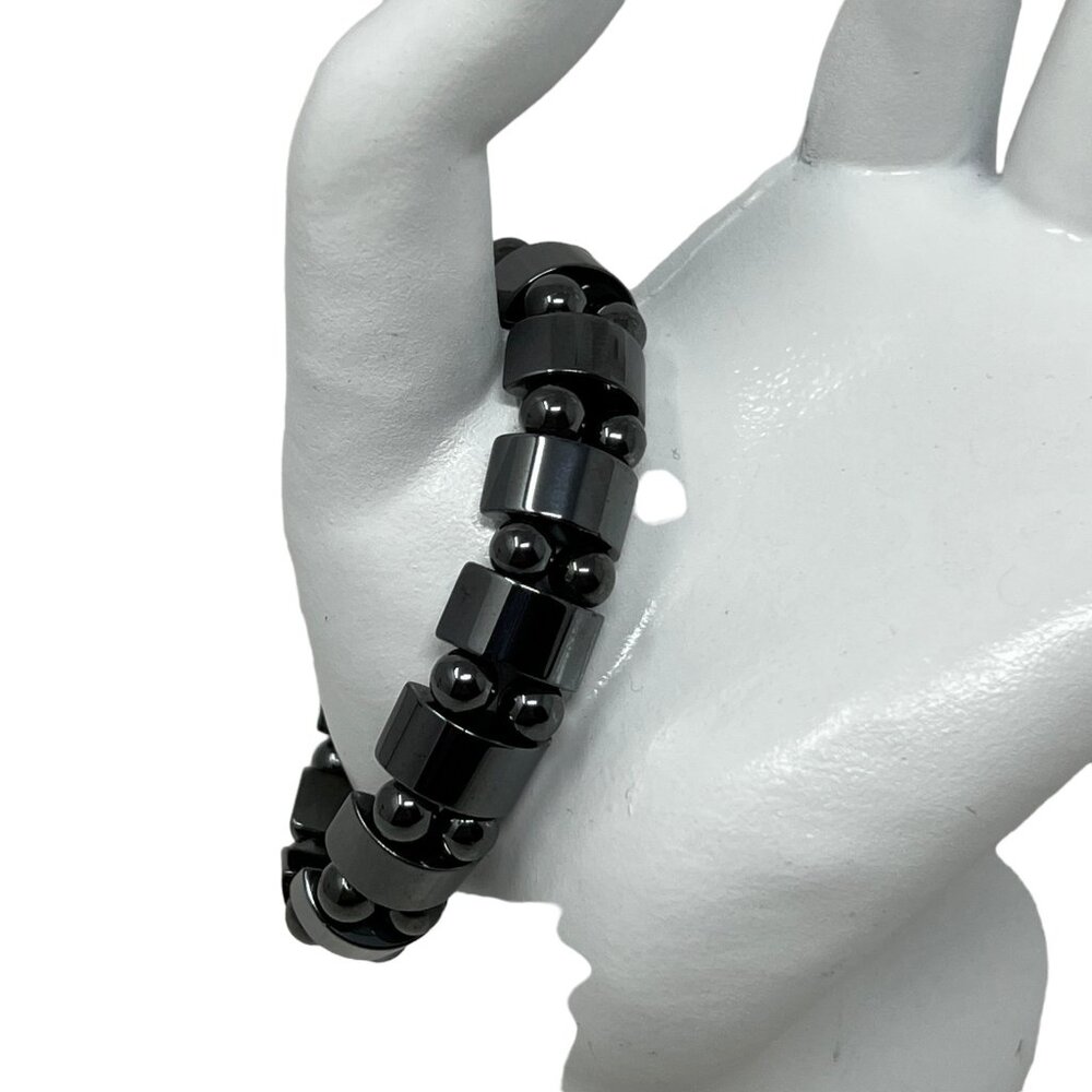 Hematite Bracelet Non Magnetic Stretch‎ Square Round Beads